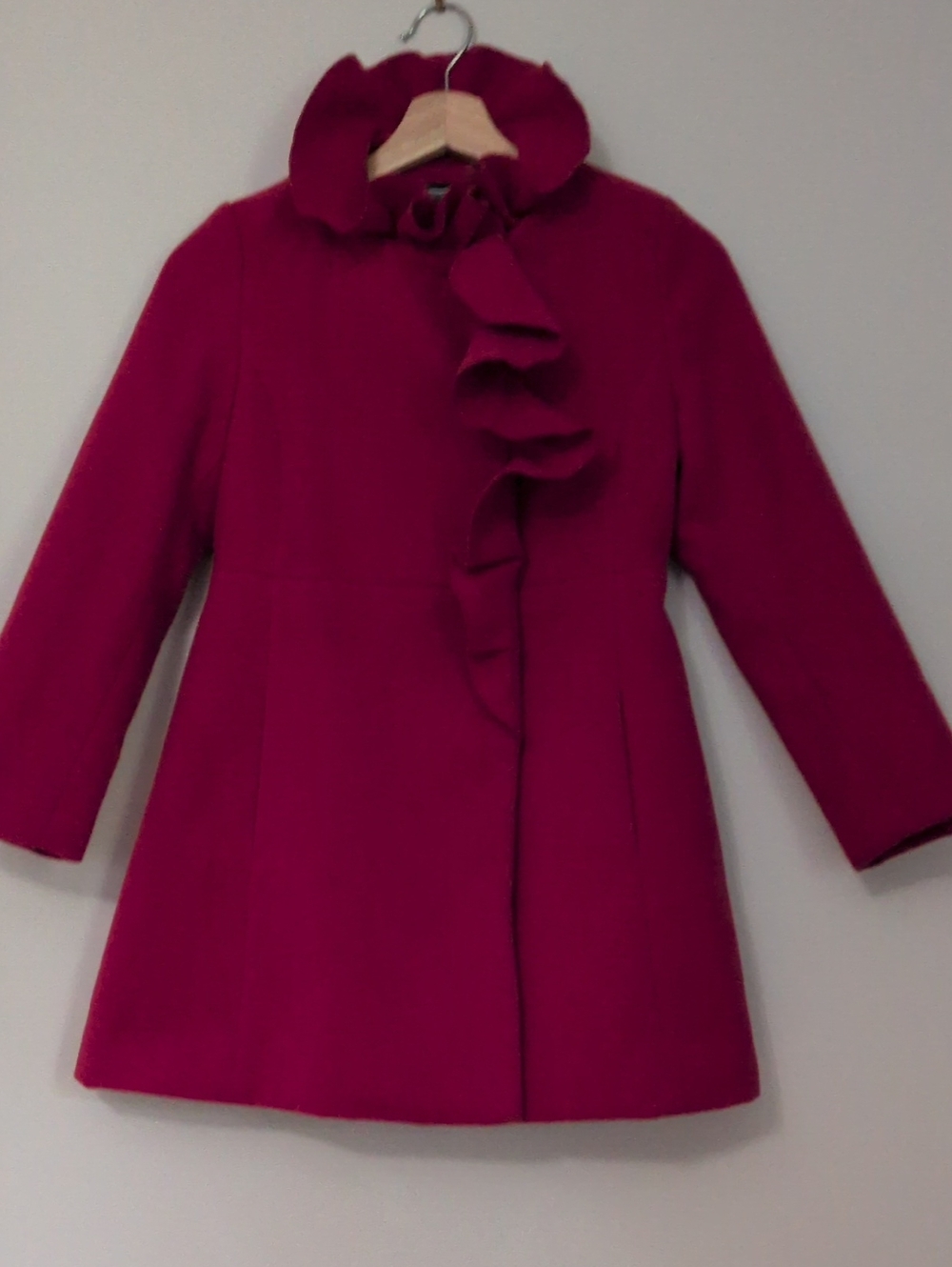 Rothschild Girls' Berry Ruffle-Front Wool Pea Coat